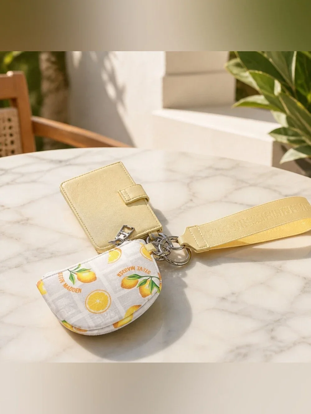 Steve Madden Lemon Pouch & Cardholder Keychain Set